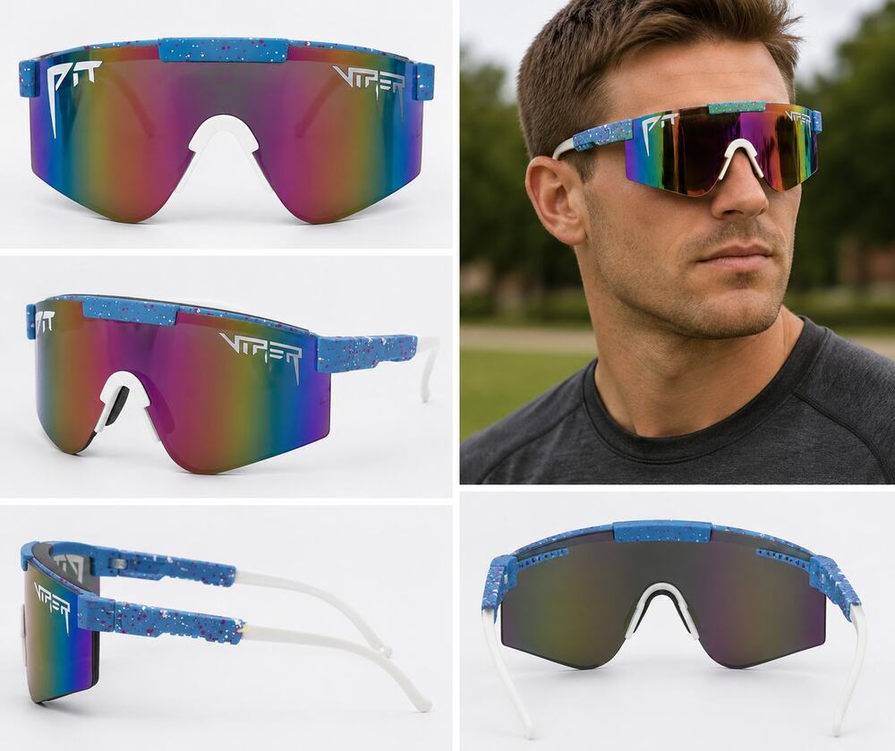 Pit Viper Style Mirrored Rainbow Shield Sports Sunglasses